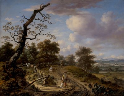 Paysage vallonné avec une partie de chasse au faucon - Jan Wijnants