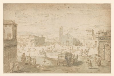 Le mois de février : scène de carnaval sur une place italienne - Jan Wildens