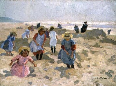 Enfants jouant sur la plage - Jan Willem Sluiter