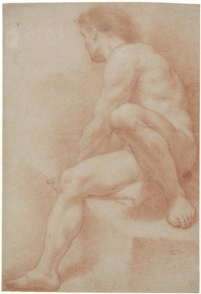 Homme nu assis, avec un genou relevé - Jan Willem Pieneman