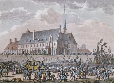 La famille royale française passe devant le couvent de Passy lors de leur voyage de Versailles à Paris le 6 octobre 1789 - Jan after Bulthuis