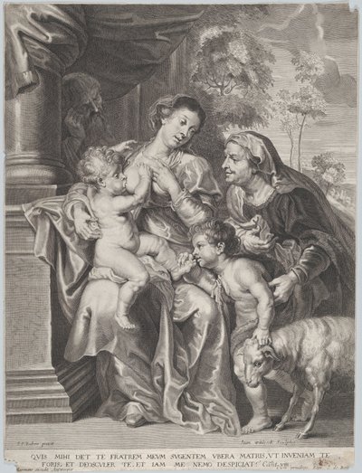 La Sainte Famille avec Élisabeth et le jeune Saint Jean-Baptiste, la Vierge allaitant l
