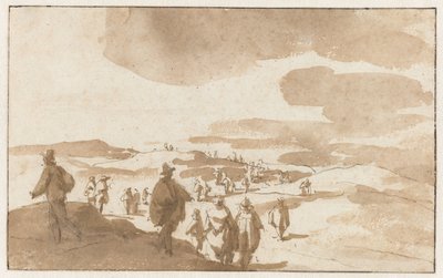 Deux esquisses de figures sur les dunes près de Scheveningen - Jan de Bisschop