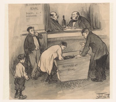 Devant le Restaurant Royal - La Haye, février 1896 - Jan de Waardt (signed by artist)