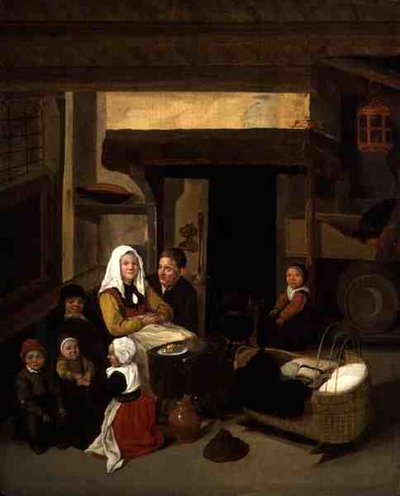 Intérieur familial dans une grange - Jan or Johannes Hals