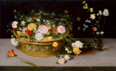Fleurs dans un panier et un vase, 1615 - Jan the Elder Brueghel