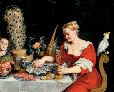 Femme mangeant des huîtres (détail) - Jan the Elder Brueghel
