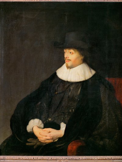 Constantijn Huygens, poète néerlandais et ami des artistes, père du médecin Christiaan Huygens ... (huile sur bois) - Jan the Elder Lievens