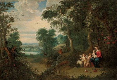 Un paysage boisé avec la Vierge et l