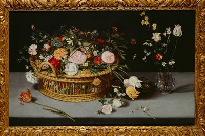 Nature morte avec panier et vase de fleurs - Jan the Younger Brueghel