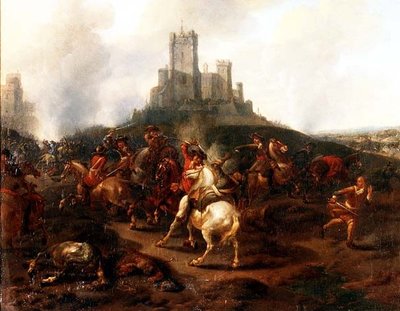 Escarmouche de cavalerie devant une forteresse - Jan van (attr. to) Huchtenburgh