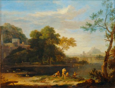 Paysage avec baigneurs - Landscape with bathers ... - Jan van (follower of) Huysum