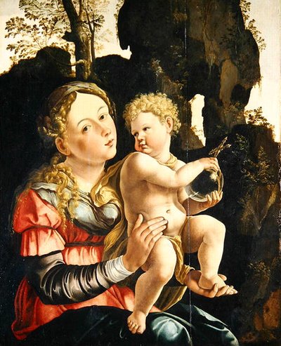 Madone et enfant - Jan van (studio of) Scorel