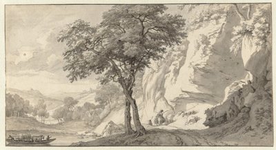 Paysage de montagne avec un bac - Jan van Aken