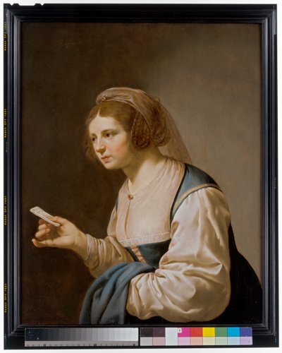 Jeune fille tenant une lettre - Jan van Bijlert or Bylert