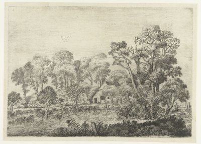 Paysage avec ferme près d