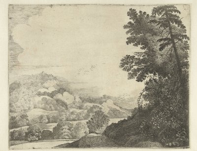 Paysage avec mouton sur colline et arbres - Jan van Brosterhuyzen