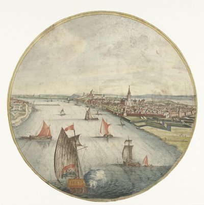 Vue de Nimègue avec la Waal et le château de Valkhof - Jan van Call (I) (attributed to)