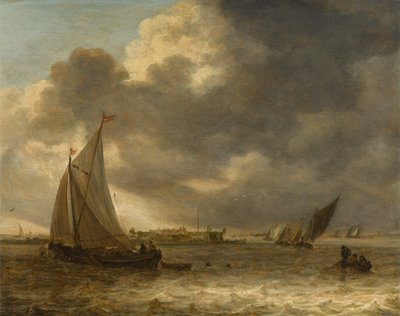 Paysage fluvial avec des bateaux à voile - Jan van Goyen