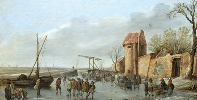 Une scène sur la glace - Jan van Goyen
