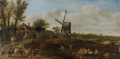 Paysage fluvial avec moulin à vent et bateaux - Jan van Goyen