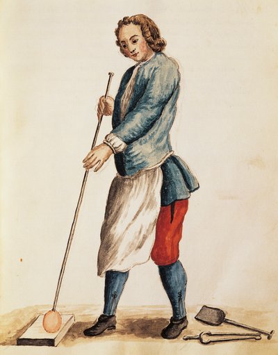 Souffleur de verre de Murano, illustration du Livre illustré des costumes vénitiens, par Jan Grevenbroeck, aquarelle, Italie - Jan van Grevenbroeck