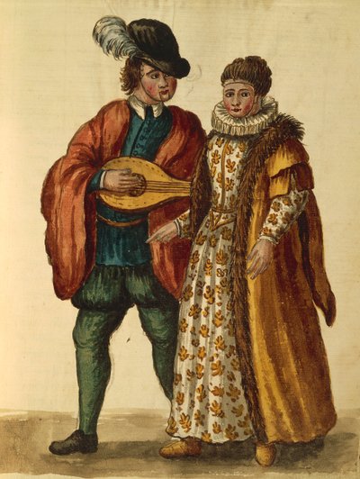 Gli Abiti de Veneziani, livre illustré de costumes et masques, aquarelle - Jan van Grevenbroeck