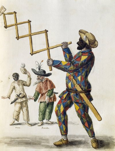 Arlequin, aquarelle des Vêtements vénitiens, de presque tous les âges, recueillis et peints au XVIIIe siècle - Jan van Grevenbroeck