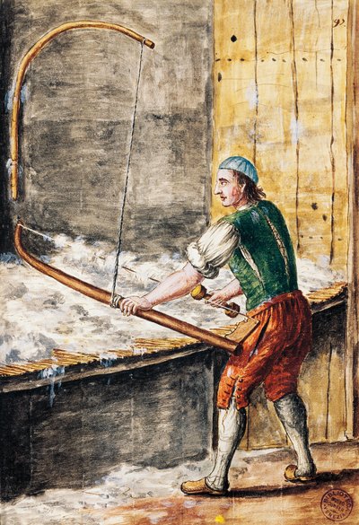 La fileuse de coton, illustration du livre illustré des costumes vénitiens, par Jan Grevenbroeck (1731-1807), aquarelle, Italie - Jan van Grevenbroeck