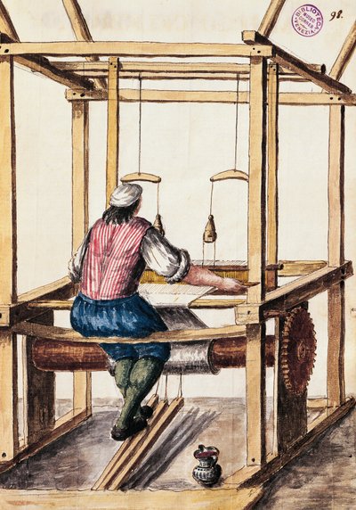 Tisserand, illustration par Jan van Grevenbroeck (1731-1807) de "Le costume des Vénitiens", manuscrit, Italie - Jan van Grevenbroeck