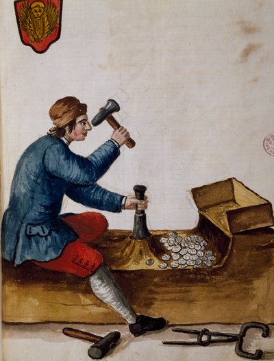 Ouvrier à la monnaie, illustration du Livre illustré des costumes vénitiens, par Jan Grevenbroeck (1731-1807), aquarelle, Italie - Jan van Grevenbroeck