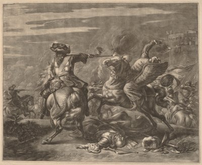 Un cavalier tirant sur un Turc depuis son cheval - Jan van Huchtenburgh