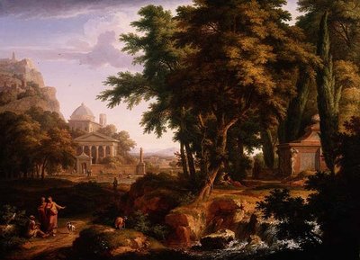Paysage arcadien avec Saint Pierre et Saint Jean guérissant l