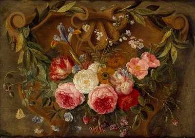 Composition de nature morte décorative avec une guirlande de fleurs, milieu du 17ème siècle - Jan van Kessel