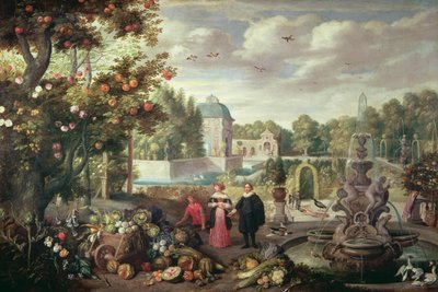 Scène de jardin avec fontaine - Jan van Kessel the Elder