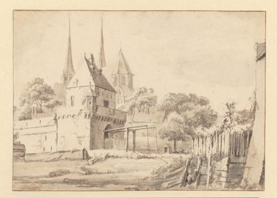 Vue de la Bergpoort et de la Bergkerk à Deventer - Jan van Kessel
