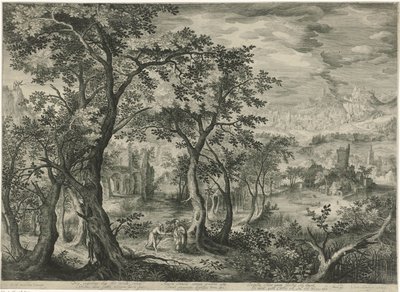 Paysage de montagne avec la tentation du Christ - Jan van Londerseel