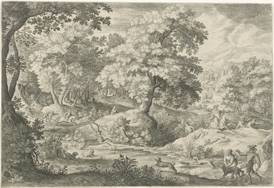 Chasse au cerf dans un marais - Jan van Londerseel