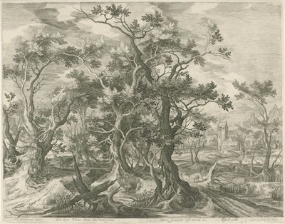 Paysage avec un prophète de Juda déchiré par un lion - Jan van Londerseel