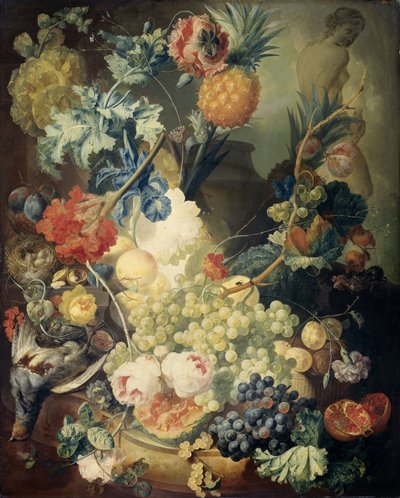 Nature morte avec fleurs, fruits et oiseaux - Jan van Os