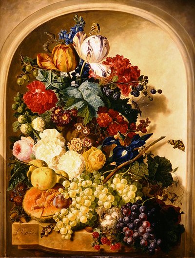 Nature morte : fleurs et fruits - Jan van Os