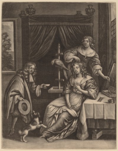Garçon livrant une lettre à une femme - Jan van Somer