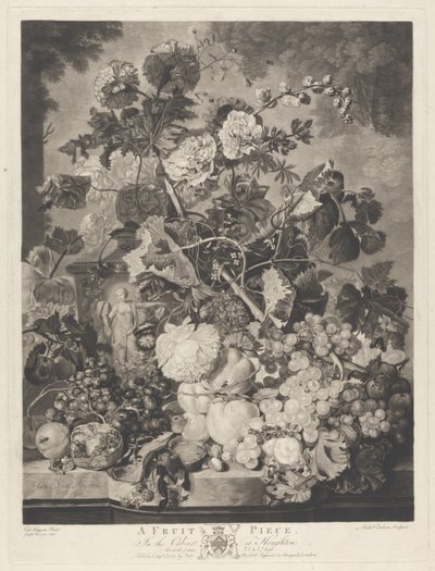 Une pièce de fruits, gravée par Richard Earlom, 1781 - Jan van after Huysum