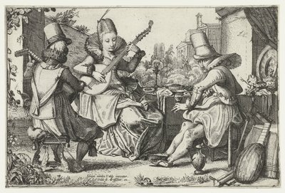 Compagnie élégante jouant de la musique dans un jardin - Jan van de Velde (II)