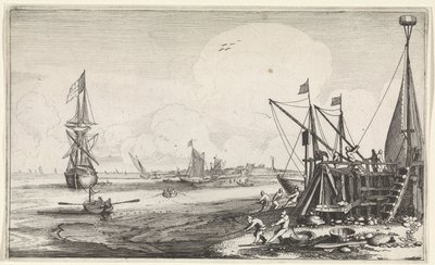 Tête de port avec pêcheurs ramenant leurs filets - Jan van de Velde (II)