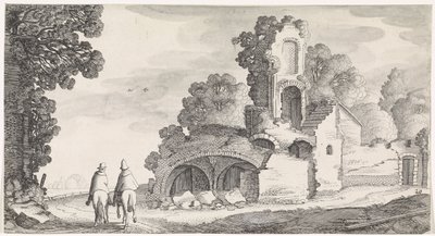 Paysage avec ruine et deux cavaliers - Jan van de Velde (II)