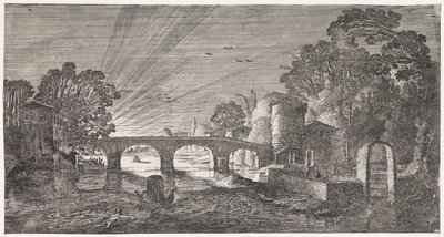Vue de rivière au coucher du soleil - Jan van de Velde (II)
