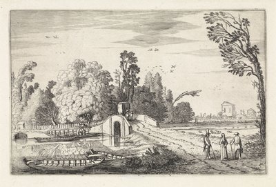 Paysage fluvial avec un pont en pierre (Landschappen, Amenissimae aliquot requculae) - Jan van de Velde (II)