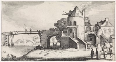 Péage avec pont en bois sur la rivière - Jan van de Velde (II)