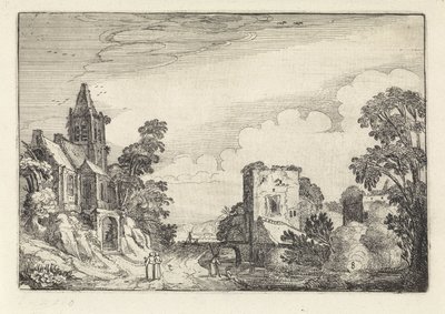 Tour et une église dans un paysage - Jan van de Velde (II)